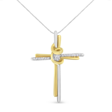 Espira 10K Two-Tone Yellow & White Gold Diamond-Accented Cross 18