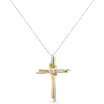 Espira 10K Two-Tone Yellow & White Gold Diamond-Accented Cross 18