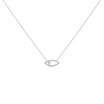 .925 Sterling Silver 1/2 Cttw Diamond Cross and Evil Eye 18