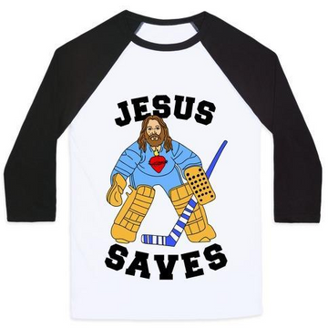JESUS SAVES (HOCKEY EDITION) UNISEX CLASSIC BASEBALL TEE