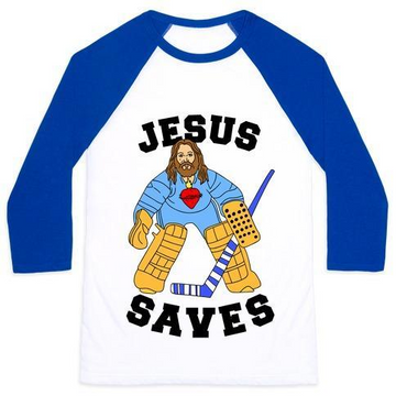 JESUS SAVES (HOCKEY EDITION) UNISEX CLASSIC BASEBALL TEE