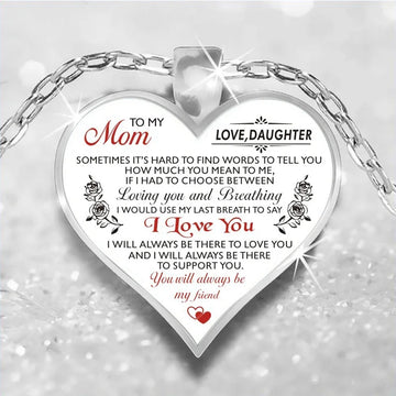 Romantic To My Mom Heart Necklace Epoxy Inspirational Necklaces For Mother Jewelry Birthday Gifts