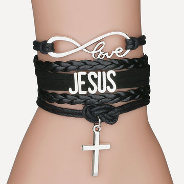 Jesus Loves Me Leather Bracelet
