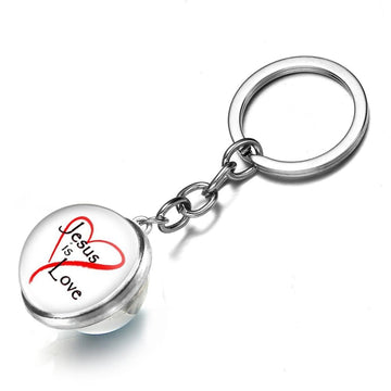 I Love Jesus Glass Ball keychain