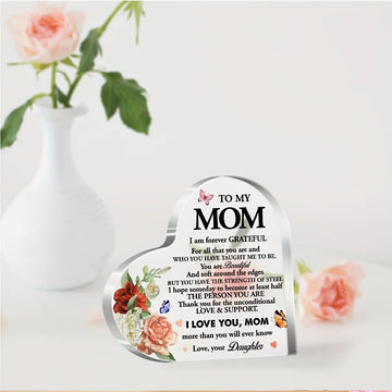 1pc,To My Mom from Daughter Son Gifts,Mom Gift Acrylic Heart Sign,I Love You Mom More Than You Will Ever Know Sign