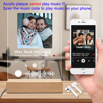 Personalized Mother's Day gift Custom Acrylic Music Song Plaque LED Night Light with photo Frame Couple Anniversary Gift Decor
