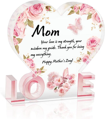 Gifts for Mom, 3.93x3.93 Inch Love-Shaped Acrylic Keepsake, Express Your Love and Appreciation with this Elegant Keepsake