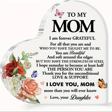 1pc,To My Mom from Daughter Son Gifts,Mom Gift Acrylic Heart Sign,I Love You Mom More Than You Will Ever Know Sign