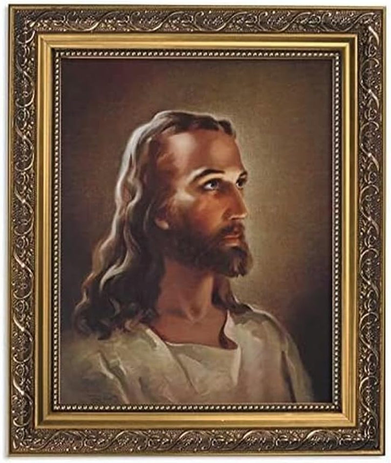 Christian Brand Inspirational Print the Head of Christ-Sallman, 13-Inch, Ornate Gold Frame, 1.50" X 11.00"