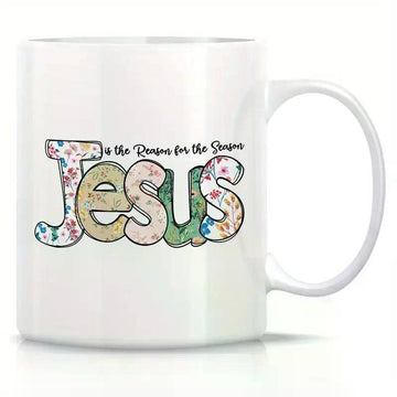 1pc Funny Jesus Ceramic Coffee Mug - Dual-Sided Design, Reusable & Insulated, Perfect for All Beverages, Ideal Gift for