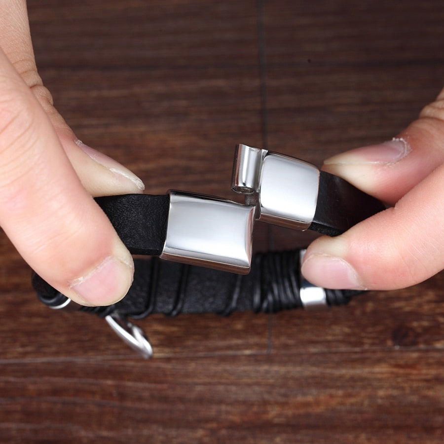 Luxury Leather Cross Bracelet - Jesus Christ Heals