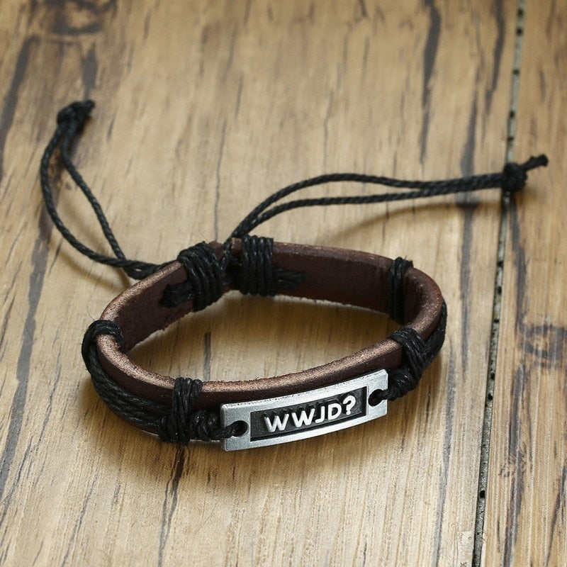 WWJD Leather Bracelet - Jesus Christ Heals